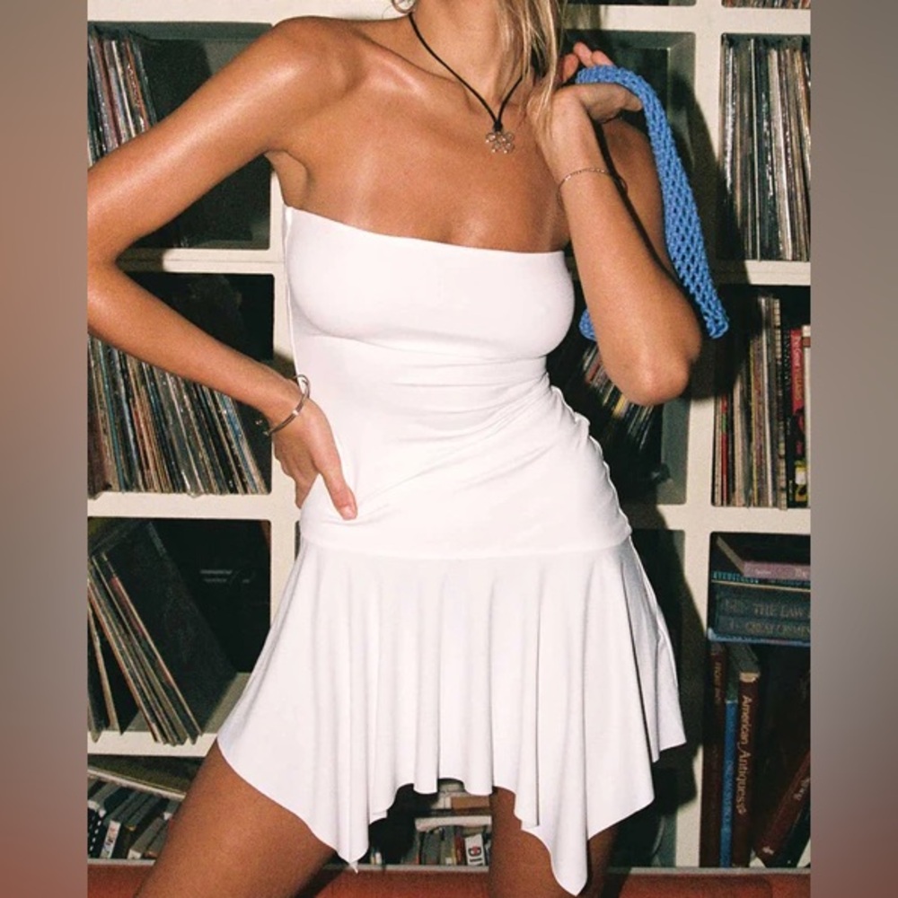Princess Polly White Strapless Asymmetrical Dress